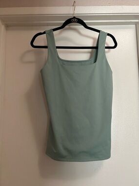 Two 2) Sleeveless Square Neck Tank Top - Sage Green and Cream